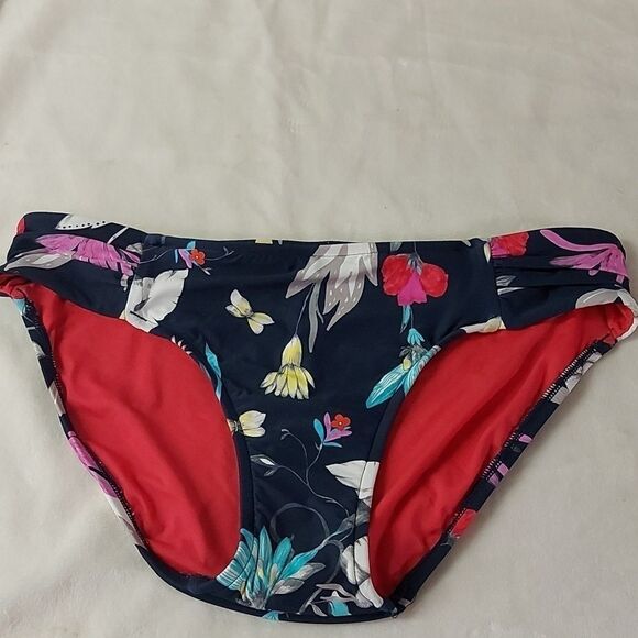 Seafolly Floral Bikini Bottom - Navy and Red - Picture 1 of 7